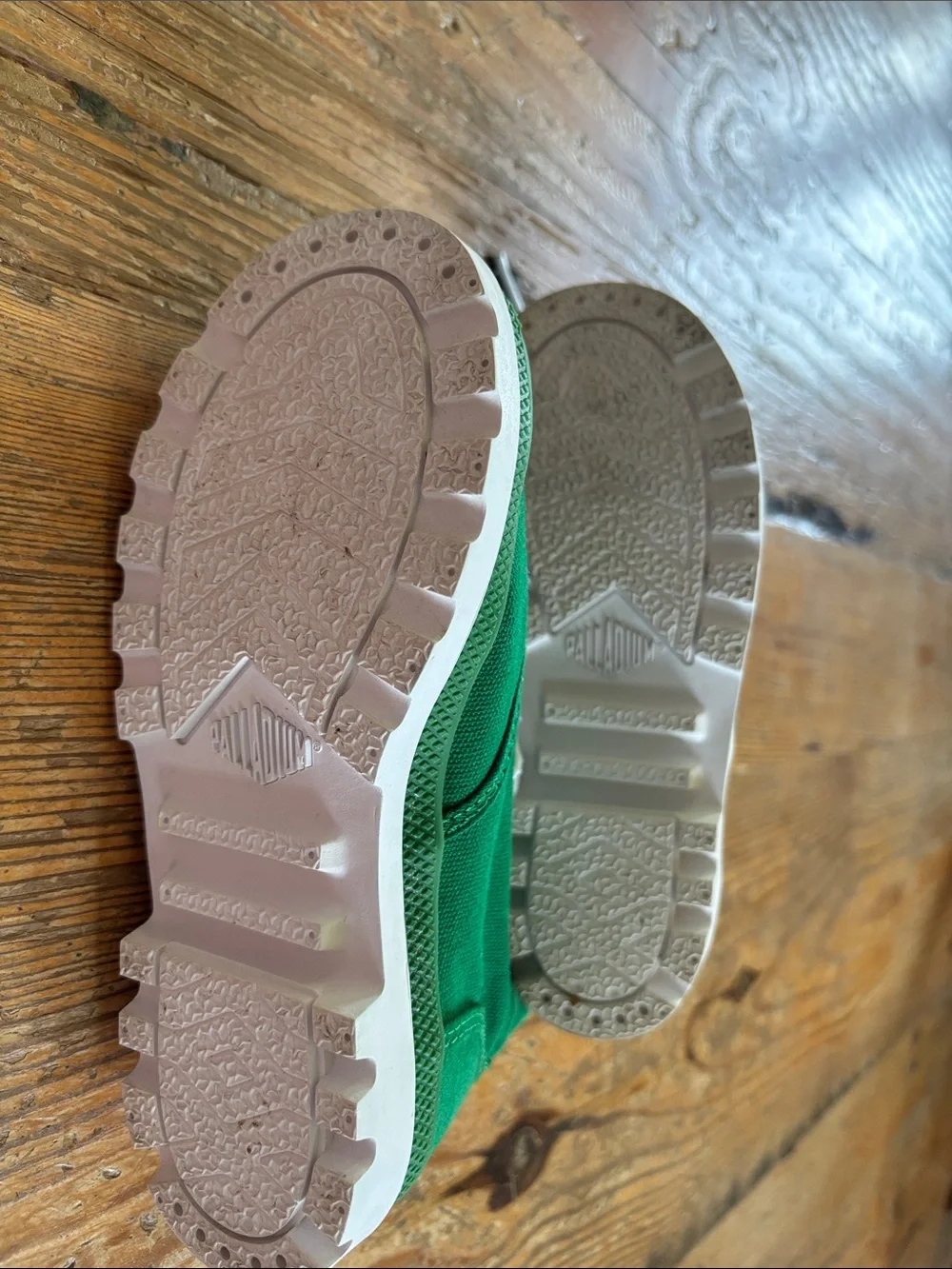 Palladium Kids Green Canvas High-Top Sneaker Boots with White Laces